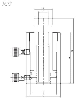 TONNERS DCHW中空双作用分离式液压千斤顶尺寸图