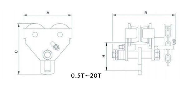 KUK DONG KG手拉单轨行车尺寸图