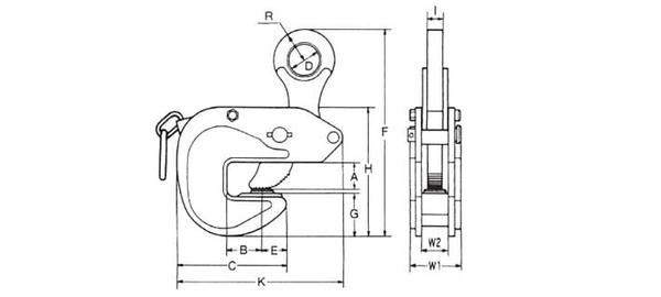 EAGLE CLAMP VAR横吊钢板钳尺寸图 EAGLE CLAMP VAR横吊钢板钳尺寸图
