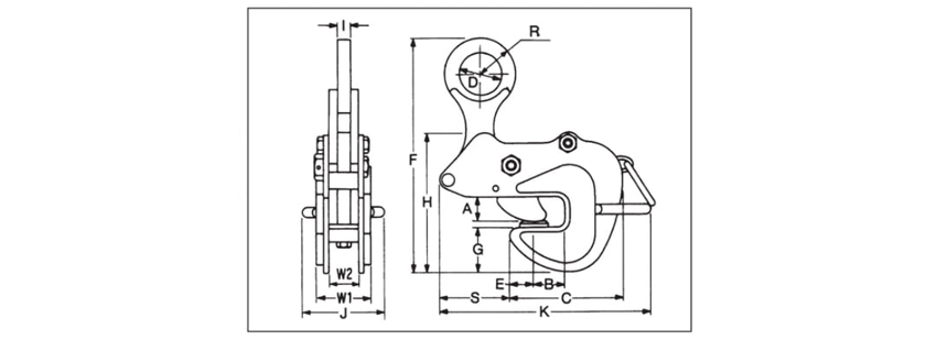 EAGLE CLAMP橫吊鋼板鉗AMN型尺寸