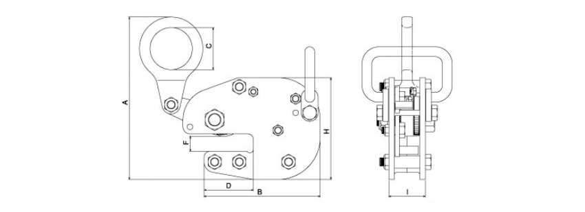 NETSUREN橫吊無傷鋼板鉗FL-H型尺寸