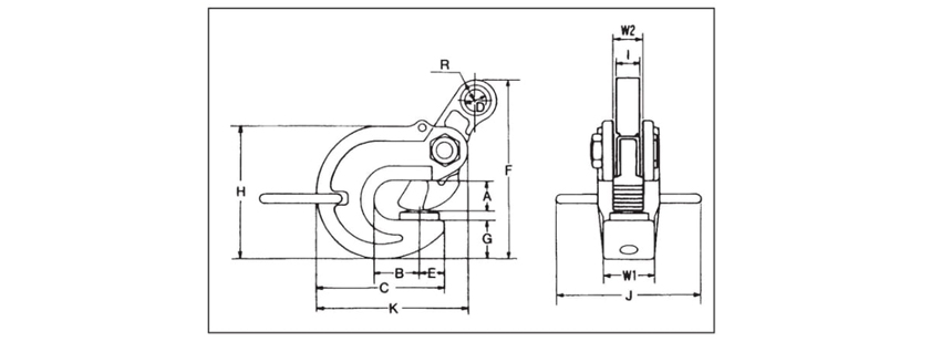 EAGLE CLAMP橫吊鋼板鉗VAN型尺寸