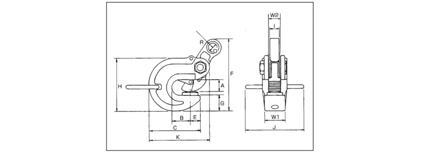 EAGLE CLAMP橫吊鋼板鉗VANL型尺寸