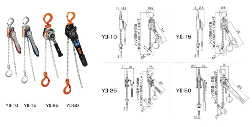 象印手扳葫蘆YII型尺寸