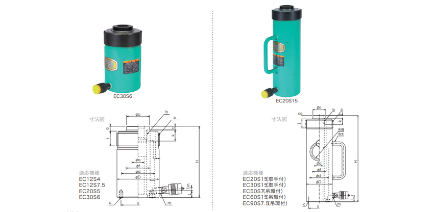 OSAKA JACK分離式液壓千斤頂EC-S型尺寸