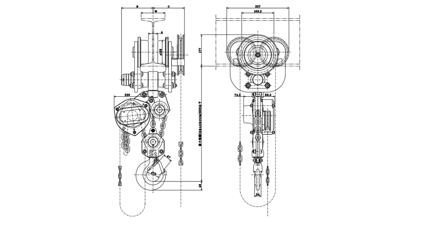 象印手拉葫蘆CG型尺寸
