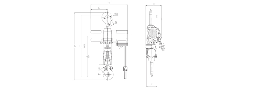 氣動葫蘆LSHQ型（25噸-100噸）尺寸