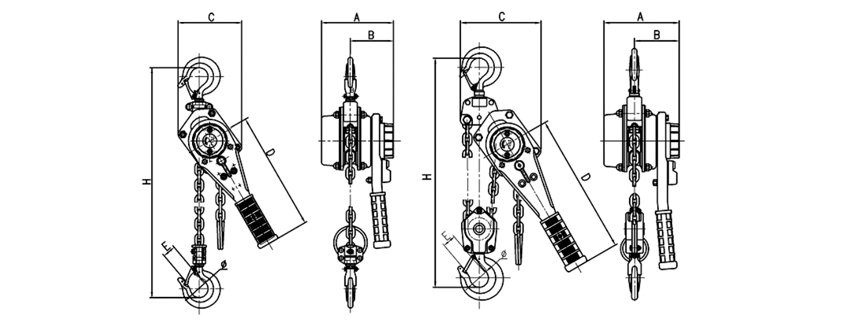 FUJI手扳葫蘆C1型尺寸 FUJI手扳葫蘆C1型尺寸