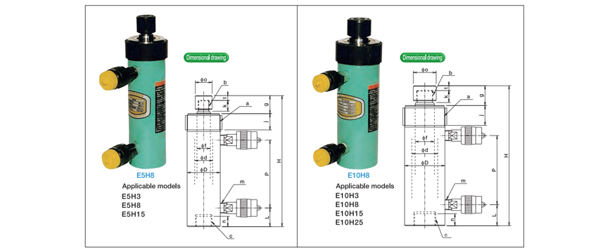 OSAKA JACK分離式液壓千斤頂E-H型尺寸