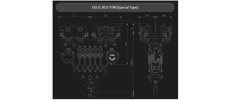 韩国黑熊低净空手拉葫芦DLCG型尺寸