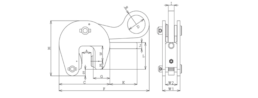 EAGLE CLAMP豎吊鋼板鉗AC型尺寸 EAGLE CLAMP豎吊鋼板鉗AC型尺寸