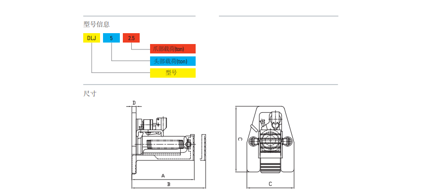 TONNERS爪式千斤頂DLJ型尺寸
