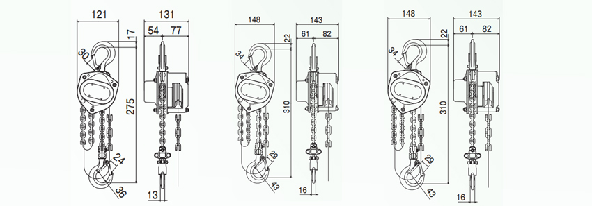 象印手拉葫蘆HMⅢ型尺寸
