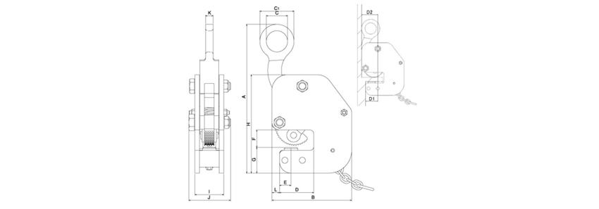 NETSUREN橫吊鋼板鉗HV-G型尺寸