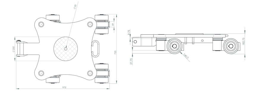 德国JUNG万向搬运小坦克JKB14G型尺寸 德国JUNG万向搬运小坦克JKB14G型尺寸