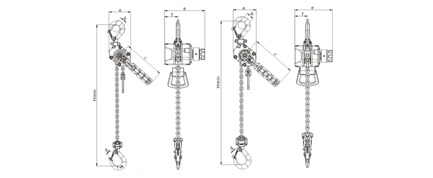 铝合金手扳葫芦MAIH型尺寸