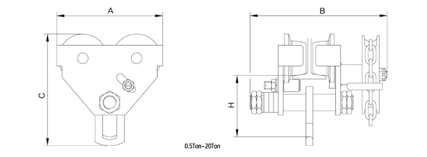 KUK DONG 手拉單軌行車KP型尺寸