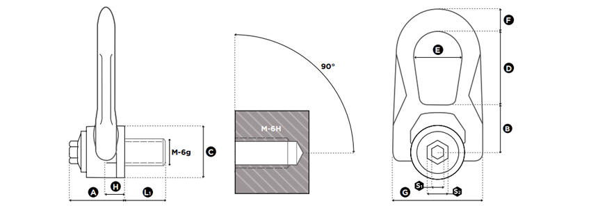 CODIPRO不銹鋼萬向吊環(huán)SS.DSR型尺寸