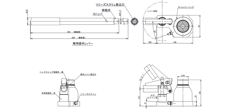 EAGLE JACK迷你型液壓千斤頂DTB-060型尺寸