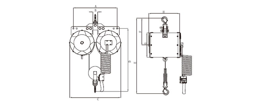 并聯(lián)動(dòng)滑輪鋼絲繩氣動(dòng)平衡吊LSB-RT型