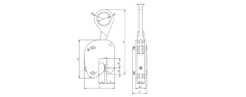 EAGLE CLAMP竖吊钢板钳WOL型尺寸 EAGLE CLAMP竖吊钢板钳WOL型尺寸