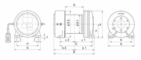 FUJI FE型铝合金电动卷扬机尺寸图