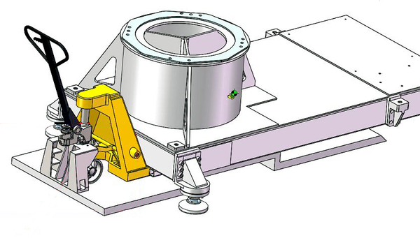 氣墊搬運平臺定制款搭配液壓搬運車示意圖