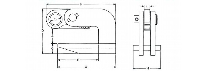 EAGLE CLAMP VAF型橫吊鋼板鉗尺寸圖