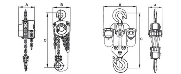 龙升手拉葫芦尺寸图 龙升手拉葫芦尺寸图
