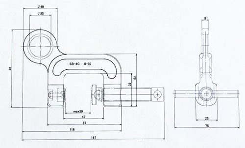 NETSUREN SB-4C型螺旋式鋼板鉗尺寸圖