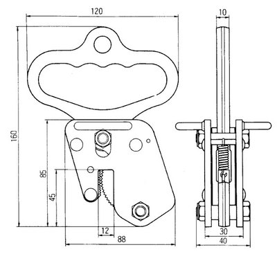 NETSUREN H18型豎吊鋼板鉗尺寸圖