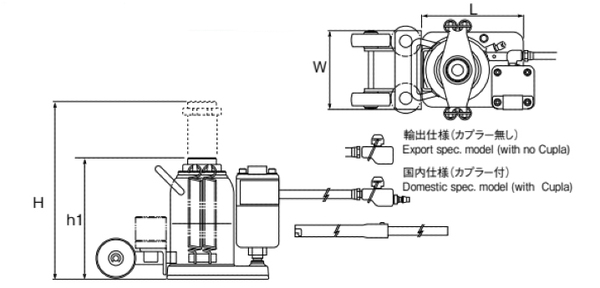 MASADA APJ型氣動液壓千斤頂尺寸圖