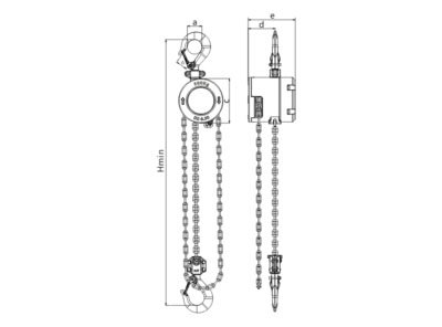 MACH型铝合金手拉葫芦尺寸图 MACH型铝合金手拉葫芦尺寸图