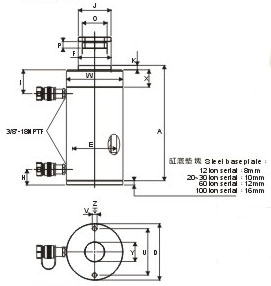 SUNRUN RSRH型分離式液壓千斤頂尺寸圖