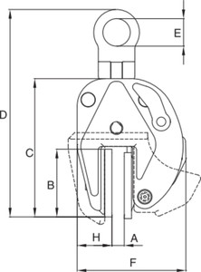 Crosby IPNM10型豎吊無傷鋼板鉗尺寸圖