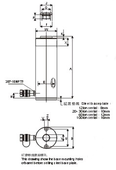 SUNRUN RSCH型分離式液壓千斤頂尺寸圖