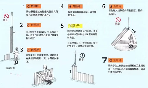 EAGLE CLAMP PE/PER型鋼板樁拉拔夾具使用注意事項 EAGLE CLAMP PE/PER型鋼板樁拉拔夾具使用注意事項