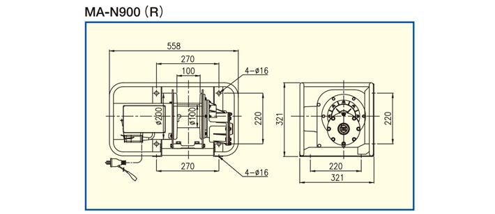 TKK MA-N型小型卷揚(yáng)機(jī)尺寸圖