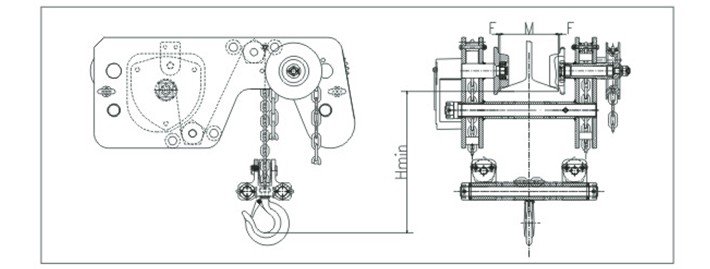 低凈空手拉葫蘆尺寸圖
