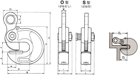 NETSUREN EASY型横吊钢板钳尺寸图 NETSUREN EASY型横吊钢板钳尺寸图