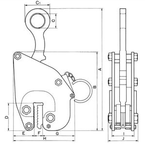 NETSUREN FL-VA型豎吊無傷鋼板鉗尺寸圖