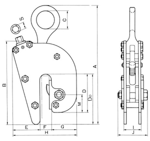 NETSUREN FL-V型豎吊無傷鋼板鉗尺寸圖