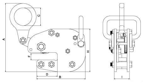 NETSUREN FL-H型橫吊無傷鋼板鉗尺寸圖