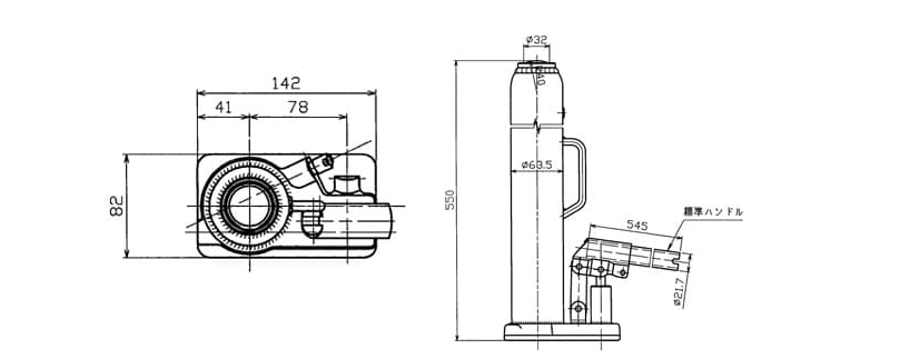 MASADA长型液压千斤顶尺寸图