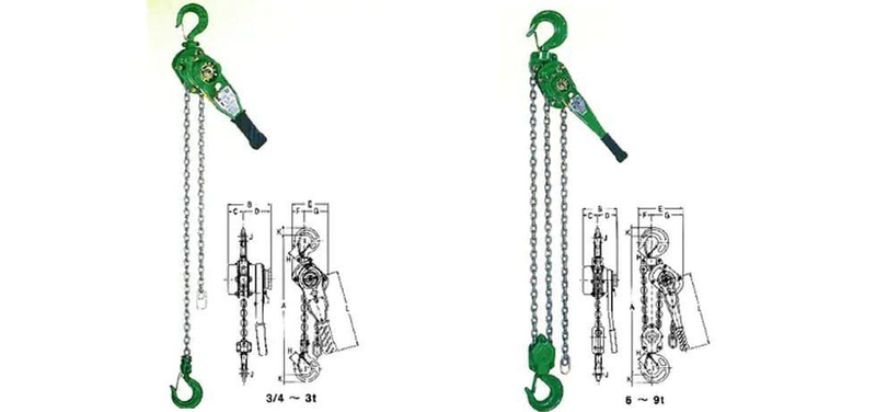 SPEED CV手扳葫芦尺寸图