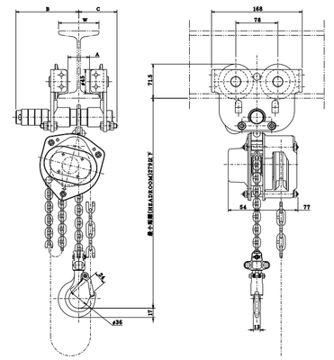 ELEPHANT CPN型手拉葫蘆尺寸圖