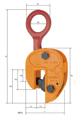 SUPER TOOL SVC型豎吊鋼板鉗尺寸圖