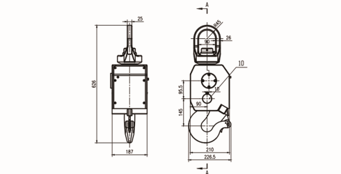 IL-U型智能起重吊钩尺寸图 IL-U型智能起重吊钩尺寸图