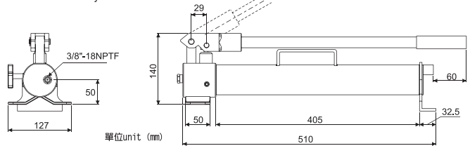 SUNRUN SPHW型手動液壓泵尺寸圖