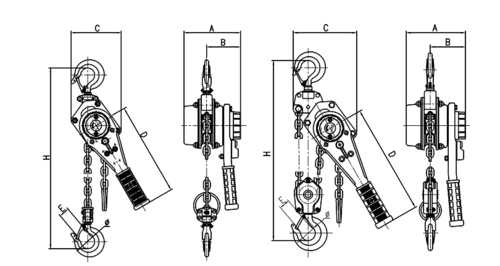 FUJI C1型手扳葫蘆尺寸圖